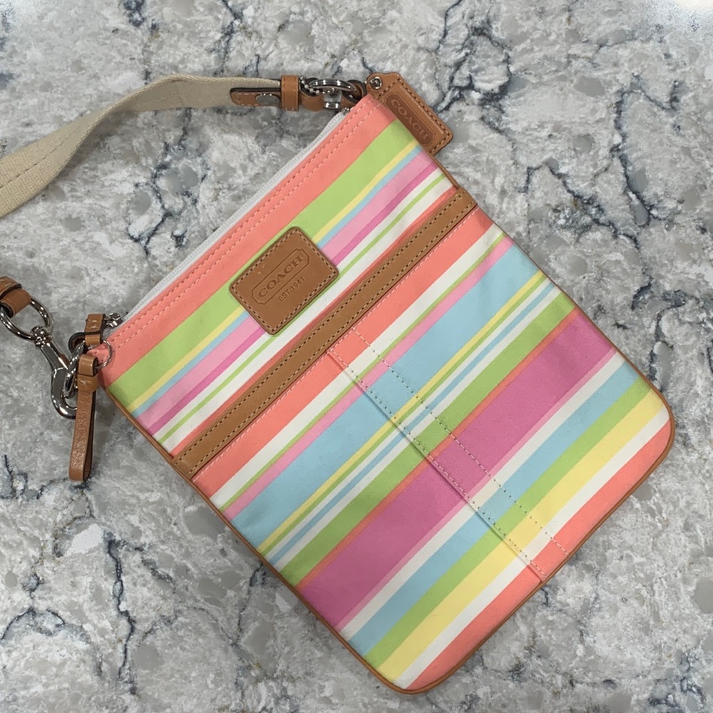 Coach Multicolor Pastel Striped Crossbody Bag